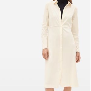 Everlane Luxe cotton shirt dress XXS cream
